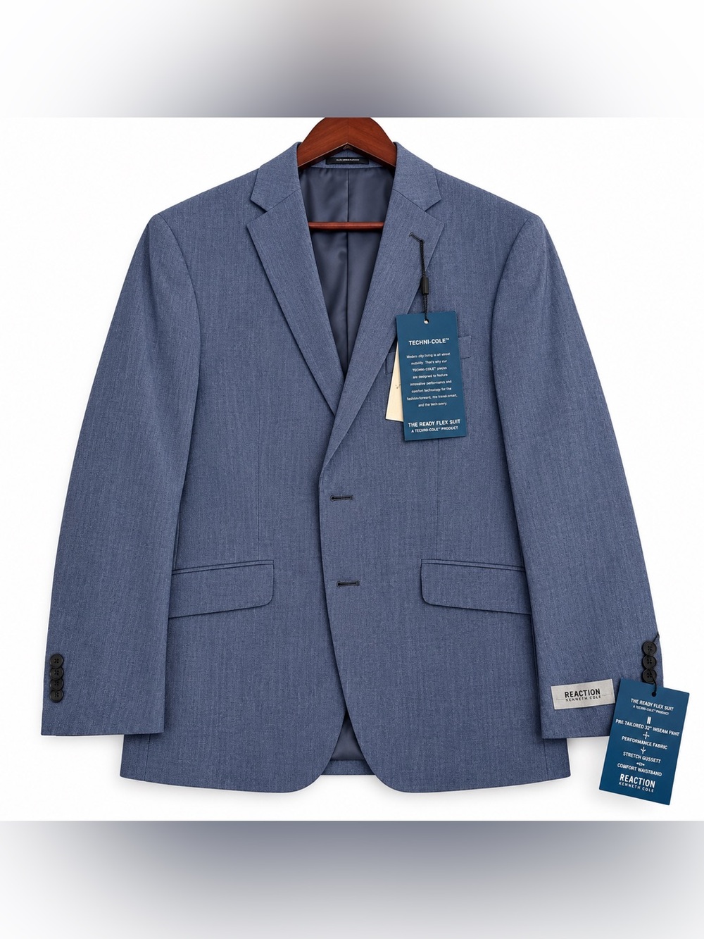 Kenneth Cole Reaction Ready Flex Techni-Cole Blazer 40R Blue NWT